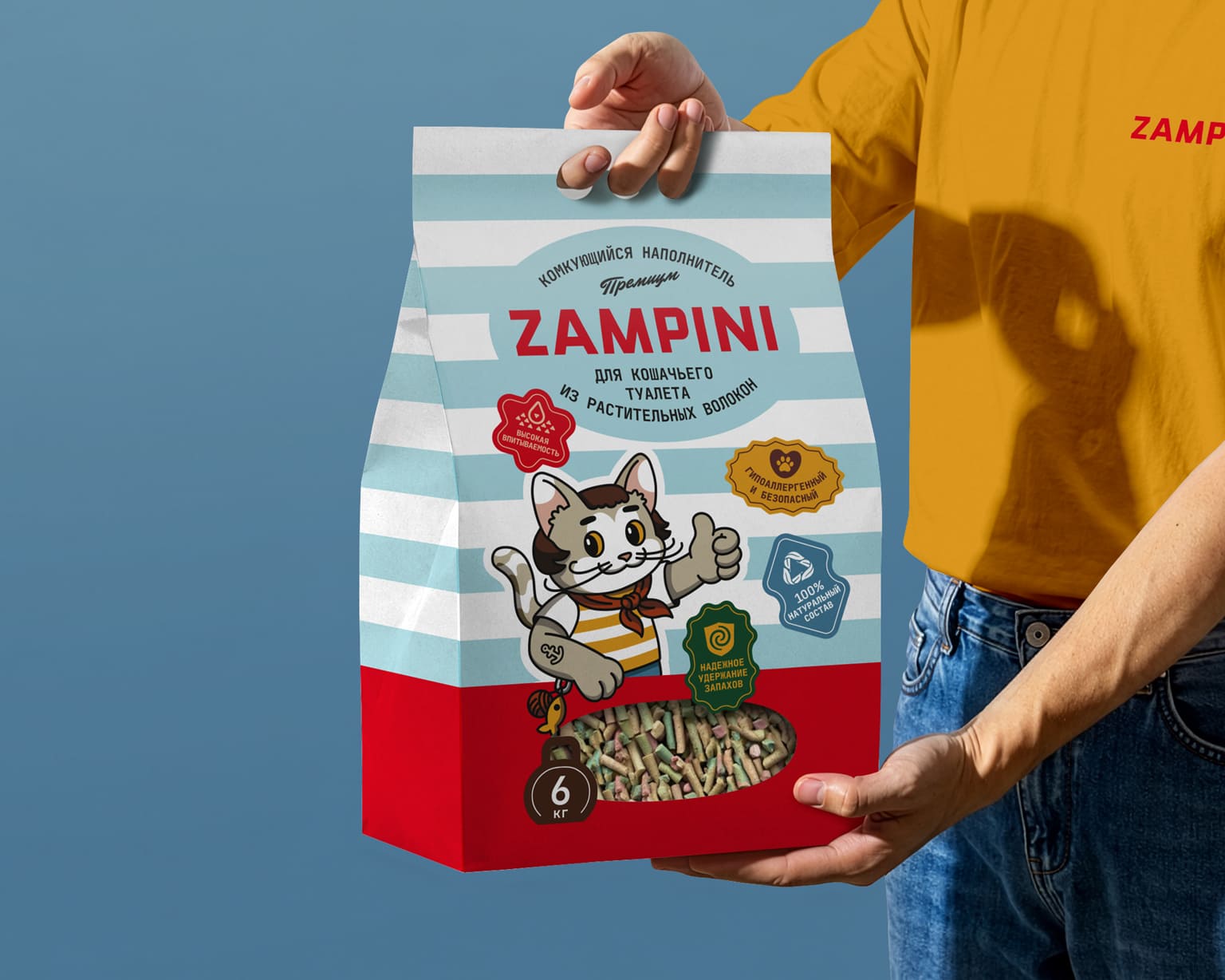 Дизайн упаковки наполнителя тофу для кошачьего туалета Zampini