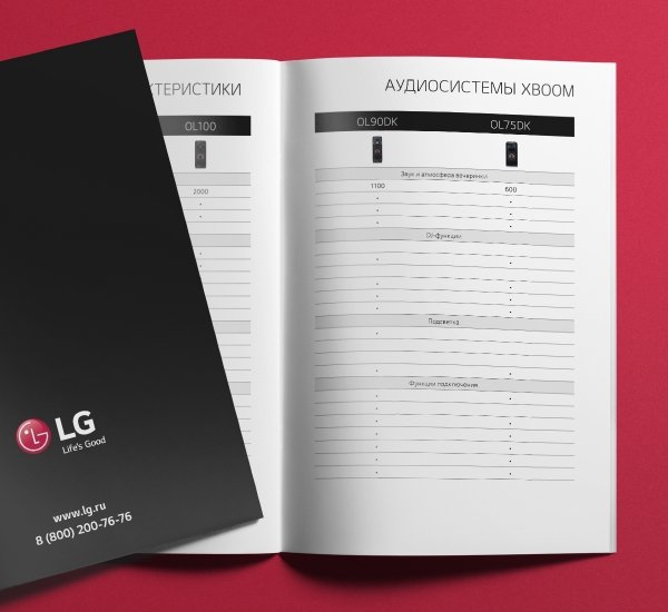 Дизайн и вёрстка каталогов Аудиосистемы LG 2019 - примеры работ Дизайн и вёрстка каталогов Аудиосистемы LG 2019