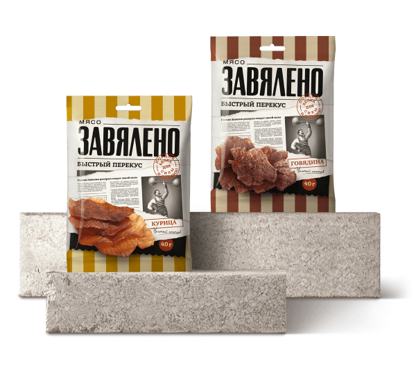Дизайн упаковки мясных чипсов Завялено Дизайн упаковки мясных чипсов Завялено